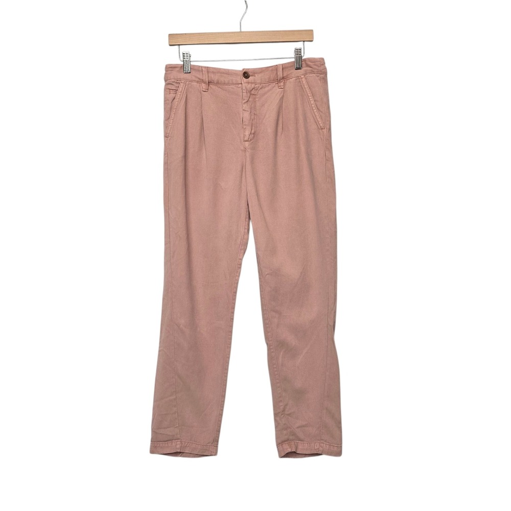 Anthropologie‎ Rose Pink 100% Lyocell Pleated Straight Leg Trousers Size 29